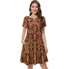 image:imageSummer Dresses for Women Casual Tshirt Short Sleeve Floral Sundress Beach Cover Ups with Pockets 2026Wine Red Yellow Floral