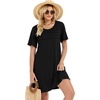 image:imageelescat Sundress for Women Casual Loose Summer Short Sleeve Pleated Front Crew Neck T Shirt Dress with Pockets 2026Black