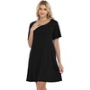 image:imageelescat Sundress for Women Casual Loose Summer Short Sleeve Pleated Front Crew Neck T Shirt Dress with Pockets 2026Black