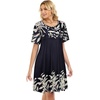 image:imageelescat Sundress for Women Casual Loose Summer Short Sleeve Pleated Front Crew Neck T Shirt Dress with Pockets 2026Black Beige Floral