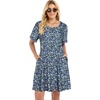 image:imageelescat Sundress for Women Casual Loose Summer Short Sleeve Pleated Front Crew Neck T Shirt Dress with Pockets 2026Blue Green Floral