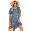 image:imageelescat Sundress for Women Casual Loose Summer Short Sleeve Pleated Front Crew Neck T Shirt Dress with Pockets 2026Blue Green Floral