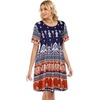 image:imageelescat Sundress for Women Casual Loose Summer Short Sleeve Pleated Front Crew Neck T Shirt Dress with Pockets 2026Blue Orange Boho