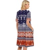 image:imageelescat Sundress for Women Casual Loose Summer Short Sleeve Pleated Front Crew Neck T Shirt Dress with Pockets 2026Blue Orange Boho