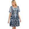 image:imageelescat Sundress for Women Casual Loose Summer Short Sleeve Pleated Front Crew Neck T Shirt Dress with Pockets 2026Blue White Boho