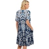 image:imageelescat Sundress for Women Casual Loose Summer Short Sleeve Pleated Front Crew Neck T Shirt Dress with Pockets 2026Blue White Boho