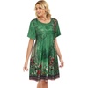 image:imageelescat Sundress for Women Casual Loose Summer Short Sleeve Pleated Front Crew Neck T Shirt Dress with Pockets 2026Green Flower