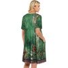 image:imageelescat Sundress for Women Casual Loose Summer Short Sleeve Pleated Front Crew Neck T Shirt Dress with Pockets 2026Green Flower