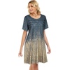 image:imageelescat Sundress for Women Casual Loose Summer Short Sleeve Pleated Front Crew Neck T Shirt Dress with Pockets 2026Grey Khaki Boho