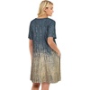 image:imageelescat Sundress for Women Casual Loose Summer Short Sleeve Pleated Front Crew Neck T Shirt Dress with Pockets 2026Grey Khaki Boho