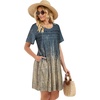 image:imageelescat Sundress for Women Casual Loose Summer Short Sleeve Pleated Front Crew Neck T Shirt Dress with Pockets 2026Grey Khaki Boho