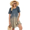 image:imageelescat Sundress for Women Casual Loose Summer Short Sleeve Pleated Front Crew Neck T Shirt Dress with Pockets 2026Grey Khaki Boho