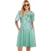 image:imageelescat Sundress for Women Casual Loose Summer Short Sleeve Pleated Front Crew Neck T Shirt Dress with Pockets 2026Light Green Floral