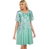 image:imageelescat Sundress for Women Casual Loose Summer Short Sleeve Pleated Front Crew Neck T Shirt Dress with Pockets 2026Light Green Floral