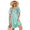 image:imageelescat Sundress for Women Casual Loose Summer Short Sleeve Pleated Front Crew Neck T Shirt Dress with Pockets 2026Light Green Floral