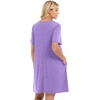 image:imageelescat Sundress for Women Casual Loose Summer Short Sleeve Pleated Front Crew Neck T Shirt Dress with Pockets 2026Purple
