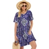 image:imageelescat Sundress for Women Casual Loose Summer Short Sleeve Pleated Front Crew Neck T Shirt Dress with Pockets 2026Purple Boho