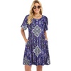 image:imageelescat Sundress for Women Casual Loose Summer Short Sleeve Pleated Front Crew Neck T Shirt Dress with Pockets 2026Purple Boho