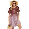 image:imageelescat Sundress for Women Casual Loose Summer Short Sleeve Pleated Front Crew Neck T Shirt Dress with Pockets 2026Red Boho