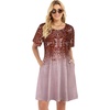 image:imageelescat Sundress for Women Casual Loose Summer Short Sleeve Pleated Front Crew Neck T Shirt Dress with Pockets 2026Red Boho