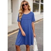 image:imageelescat Sundress for Women Casual Loose Summer Short Sleeve Pleated Front Crew Neck T Shirt Dress with Pockets 2026Royal Blue