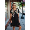 image:imageelescat Sundresses for Women 2026 Summer Casual Loose V Neck Short Sleeve Tshirt Dress with PocketsBlack Green Flower