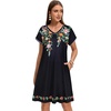 image:imageelescat Sundresses for Women 2026 Summer Casual Loose V Neck Short Sleeve Tshirt Dress with PocketsBlack Green Flower