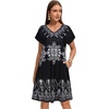 image:imageelescat Sundresses for Women 2026 Summer Casual Loose V Neck Short Sleeve Tshirt Dress with PocketsBlack Ice Floral