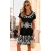 image:imageelescat Sundresses for Women 2026 Summer Casual Loose V Neck Short Sleeve Tshirt Dress with PocketsBlack Ice Floral