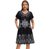 image:imageelescat Sundresses for Women 2026 Summer Casual Loose V Neck Short Sleeve Tshirt Dress with PocketsBlack Ice Floral
