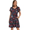 image:imageelescat Sundresses for Women 2026 Summer Casual Loose V Neck Short Sleeve Tshirt Dress with PocketsBlack Red Floral