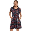 image:imageelescat Sundresses for Women 2026 Summer Casual Loose V Neck Short Sleeve Tshirt Dress with PocketsBlack Red Floral