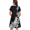 image:imageelescat Sundresses for Women 2026 Summer Casual Loose V Neck Short Sleeve Tshirt Dress with PocketsBlack White Floral