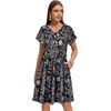 image:imageelescat Sundresses for Women 2026 Summer Casual Loose V Neck Short Sleeve Tshirt Dress with PocketsBlack Yellow Floral