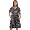 image:imageelescat Sundresses for Women 2026 Summer Casual Loose V Neck Short Sleeve Tshirt Dress with PocketsBlack Yellow Floral