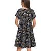 image:imageelescat Sundresses for Women 2026 Summer Casual Loose V Neck Short Sleeve Tshirt Dress with PocketsBlack Yellow Floral