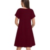 image:imageelescat Sundresses for Women 2026 Summer Casual Loose V Neck Short Sleeve Tshirt Dress with PocketsDeep Red
