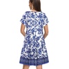 image:imageelescat Sundresses for Women 2026 Summer Casual Loose V Neck Short Sleeve Tshirt Dress with PocketsEthnic Floral
