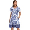 image:imageelescat Sundresses for Women 2026 Summer Casual Loose V Neck Short Sleeve Tshirt Dress with PocketsEthnic Floral