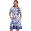 image:imageelescat Sundresses for Women 2026 Summer Casual Loose V Neck Short Sleeve Tshirt Dress with PocketsEthnic Floral