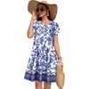 image:imageelescat Sundresses for Women 2026 Summer Casual Loose V Neck Short Sleeve Tshirt Dress with PocketsEthnic Floral