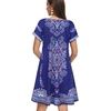 image:imageelescat Sundresses for Women 2026 Summer Casual Loose V Neck Short Sleeve Tshirt Dress with PocketsNavy Blue Boho