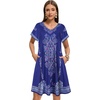 image:imageelescat Sundresses for Women 2026 Summer Casual Loose V Neck Short Sleeve Tshirt Dress with PocketsNavy Blue Boho