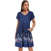 image:imageelescat Sundresses for Women 2026 Summer Casual Loose V Neck Short Sleeve Tshirt Dress with PocketsNavy Blue Floral