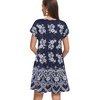 image:imageelescat Sundresses for Women 2026 Summer Casual Loose V Neck Short Sleeve Tshirt Dress with PocketsNavy Blue White Floral