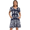 image:imageelescat Sundresses for Women 2026 Summer Casual Loose V Neck Short Sleeve Tshirt Dress with PocketsNavy Blue White Floral