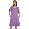image:imageelescat Sundresses for Women 2026 Summer Casual Loose V Neck Short Sleeve Tshirt Dress with PocketsPurple