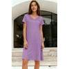 image:imageelescat Sundresses for Women 2026 Summer Casual Loose V Neck Short Sleeve Tshirt Dress with PocketsPurple