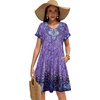 image:imageelescat Sundresses for Women 2026 Summer Casual Loose V Neck Short Sleeve Tshirt Dress with PocketsPurple Boho