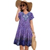 image:imageelescat Sundresses for Women 2026 Summer Casual Loose V Neck Short Sleeve Tshirt Dress with PocketsPurple Boho